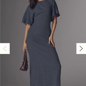 Reformation Maeva Polka Dot Flutter Sleeve Maxi Dress